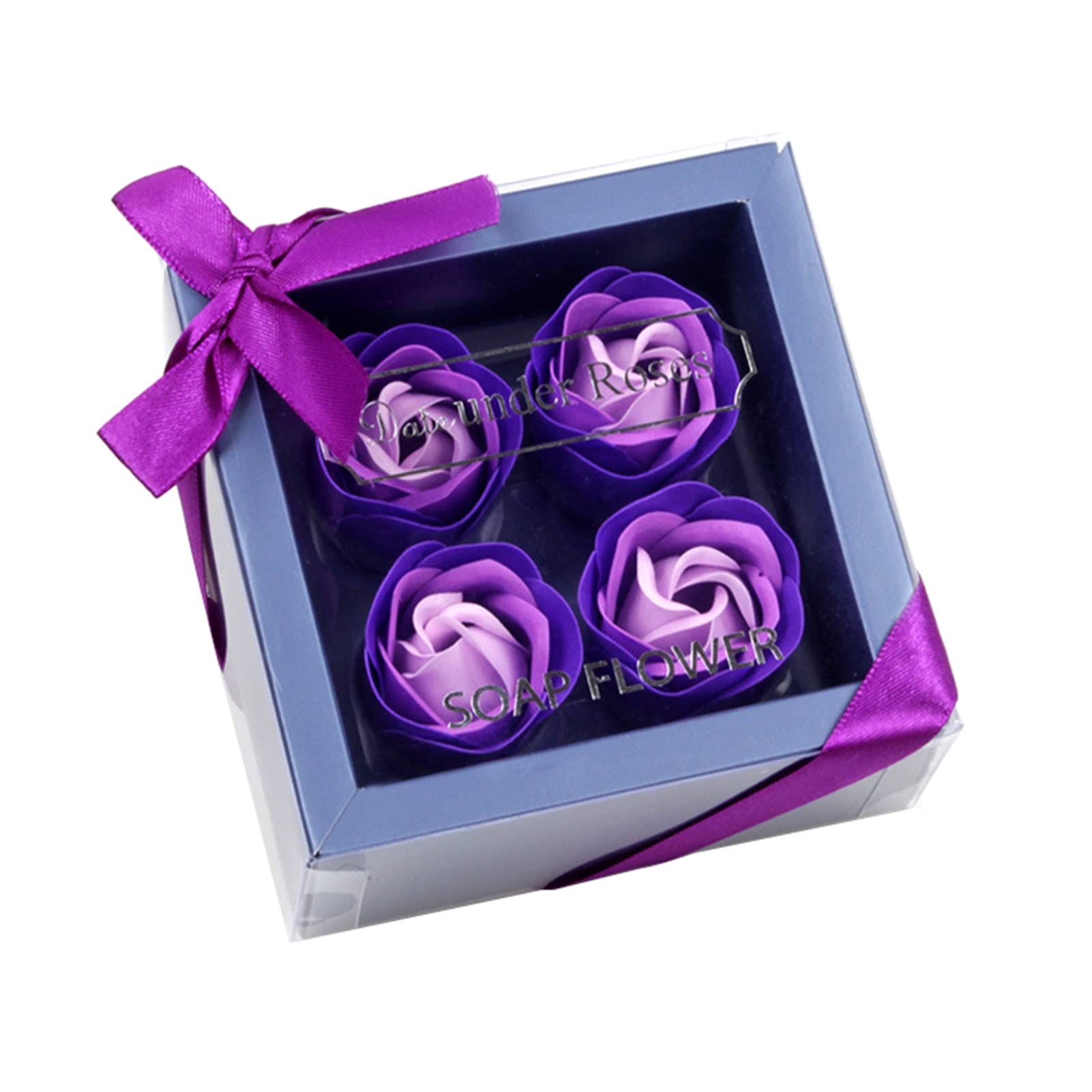 SpirWoRchlan Soap Flower Soap Rose Flowers Gift Box Charming Purple