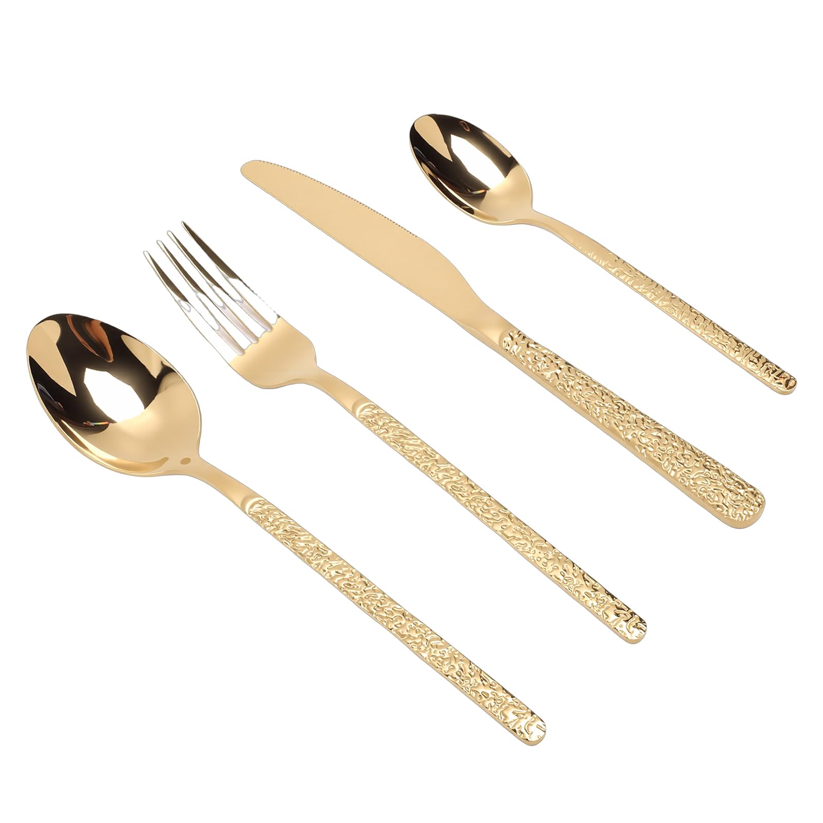 Juego de Cubiertos para 6 Personas, Juego de Cubiertos de Acero Inoxidable, Tenedor, Cuchara, Cuchillo, Resistentes Aptos para Lavavajillas para Restaurante, Fiesta de Bodas (Patrón De