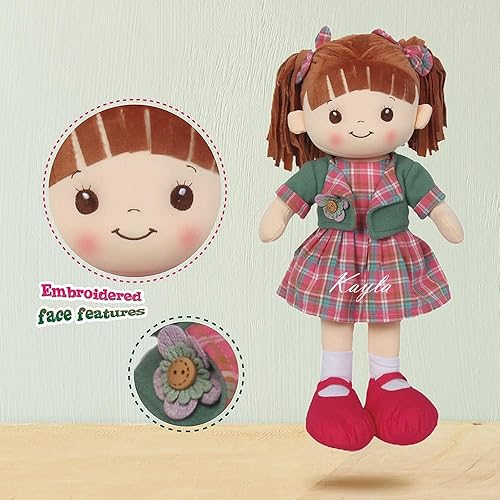 Miniatura 6 de Muñeca de trapo personalizada, muñeca de felpa con ropa extraíble a cuadros navideños, 16 pulgadas