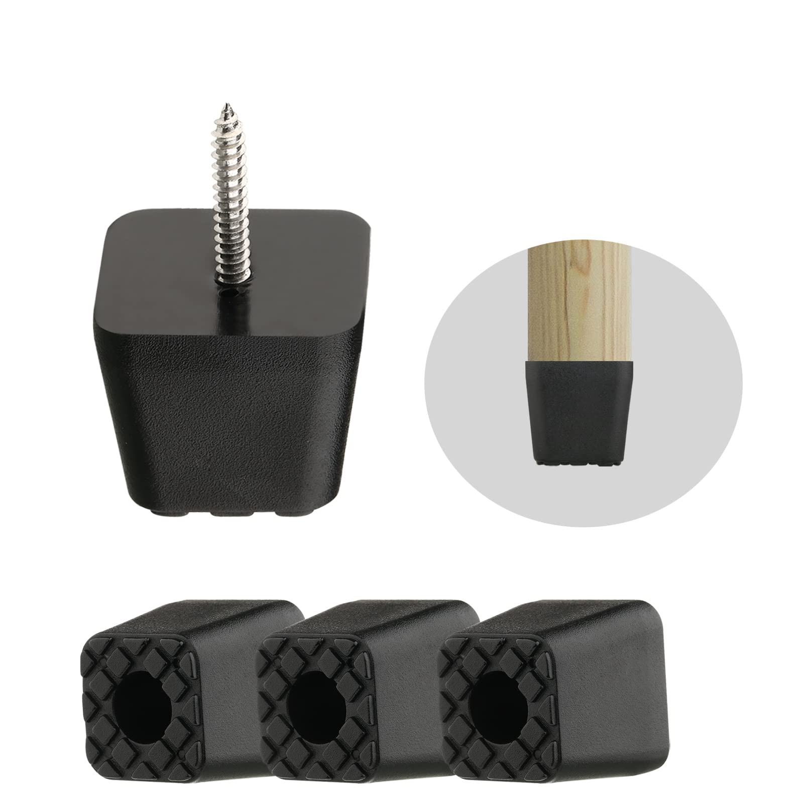 通用 Furniture Feet, Black Square Rubber Buffers, Elastic Rubber Feet, Protection for Furniture & Tables (32 with Screws) — image 1