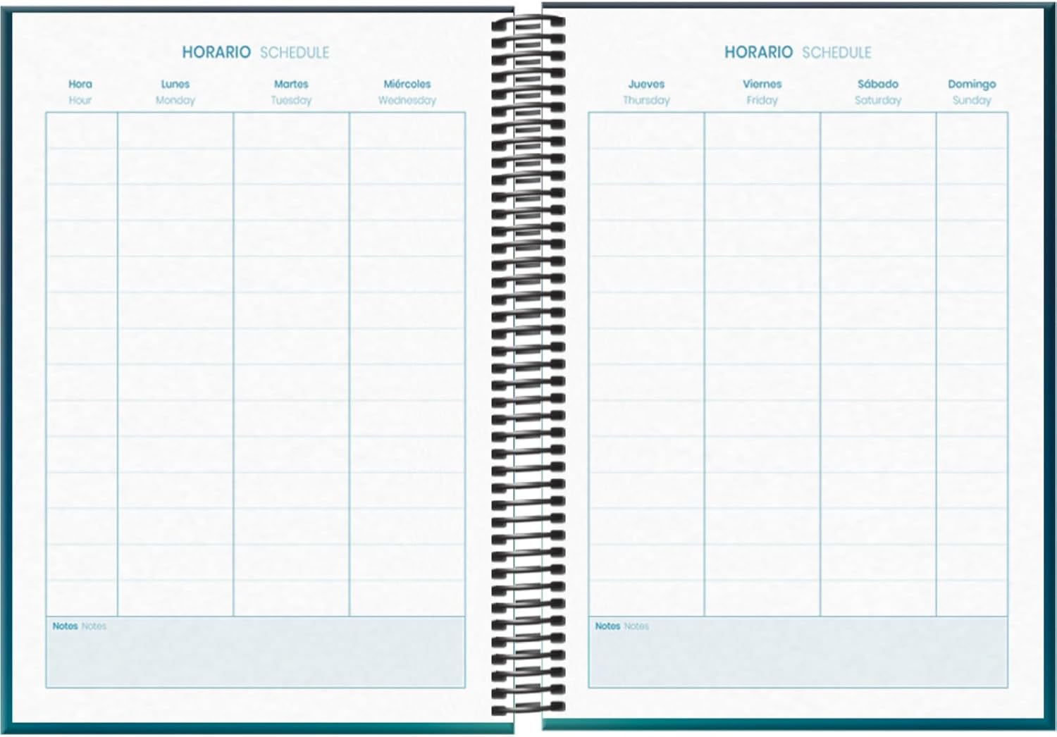 Dohe - School Planner 2025 2026 - One Day to a Page, Size A5 (15 x 21 cm), Spanish and English, September to June, Spiral Binding and Elastic Band, Hard Cover, 4 Sticker Pages - Prime Boreal