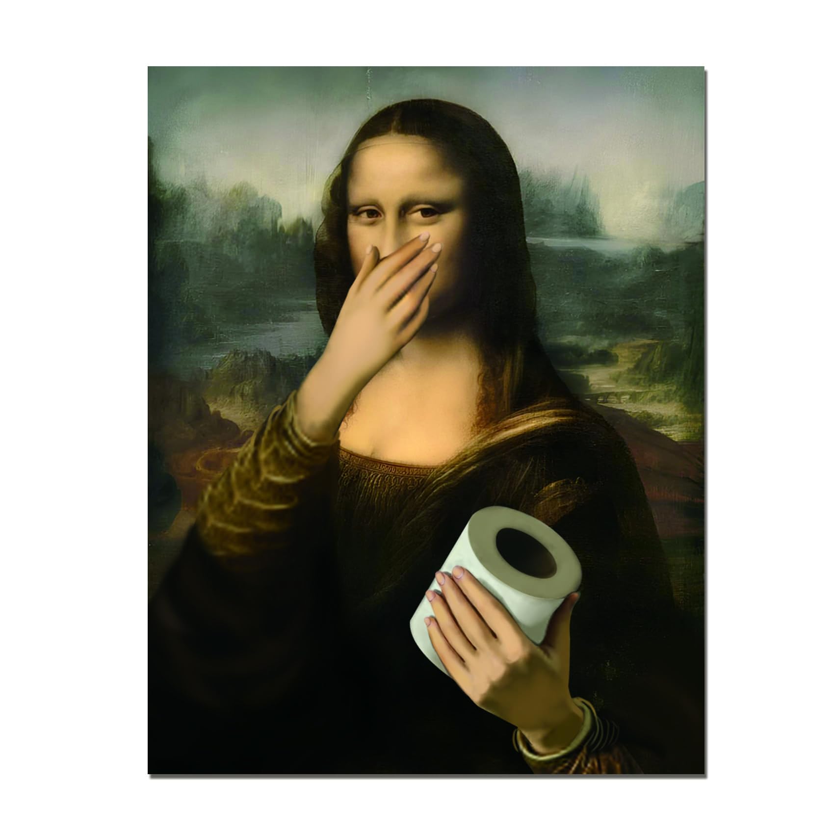 ToFlagify Mona Lisa Funny Bathroom Posters Wall Art Decor Cool ...