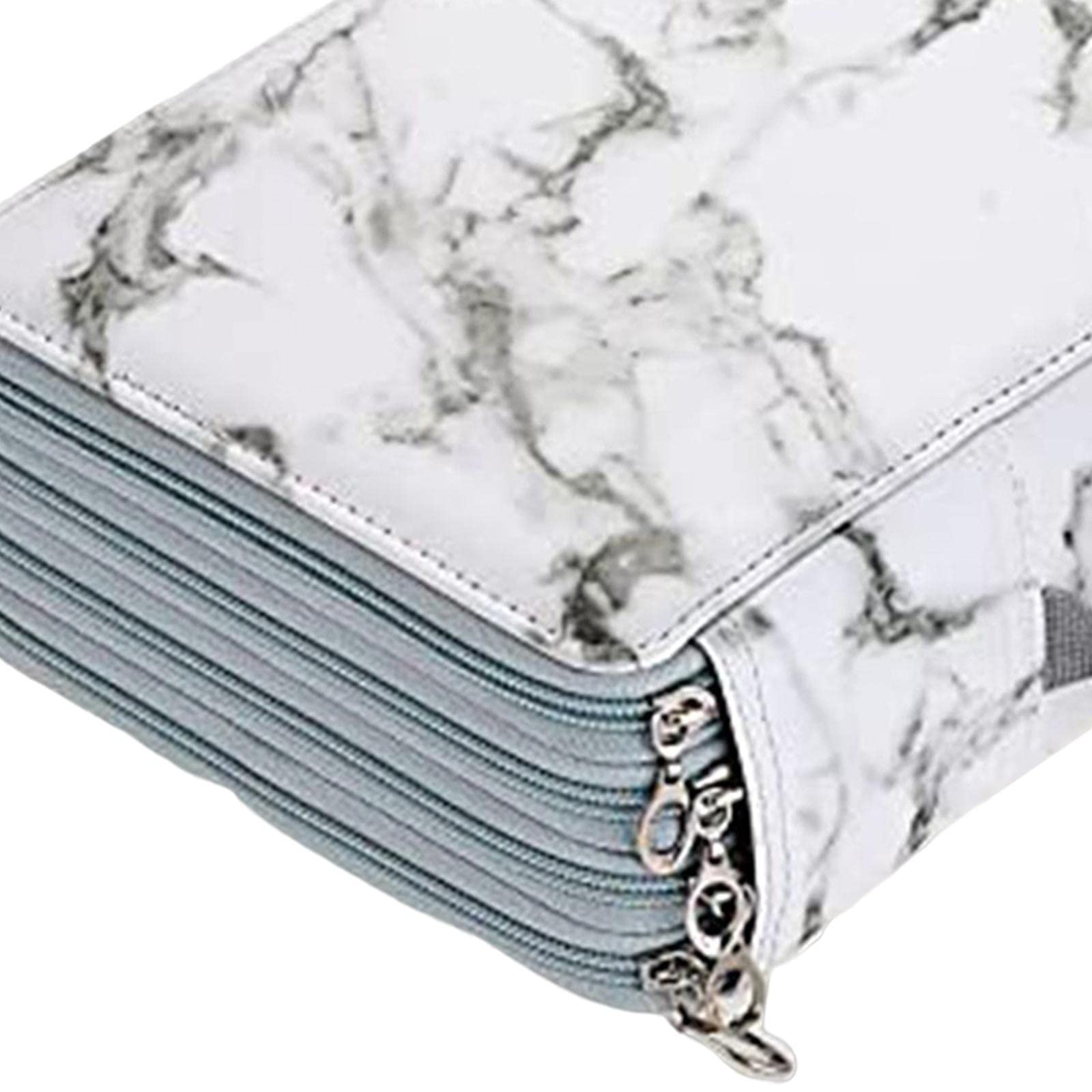 Astuccio Organizzatore Portapenne Borsa Accessori Grande Capacità Zipper PU Strati Adatto per Bambini Professionisti Ufficio Scuola Regalo, Bianco