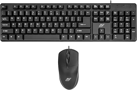 Ant Value FKBRI02 Wired Keyboard and Mouse Combo,Full-Size Keyboard and Mouse Combo with Optical 3 Button Mouse, USB Plug-and-Play, Compatible with…
