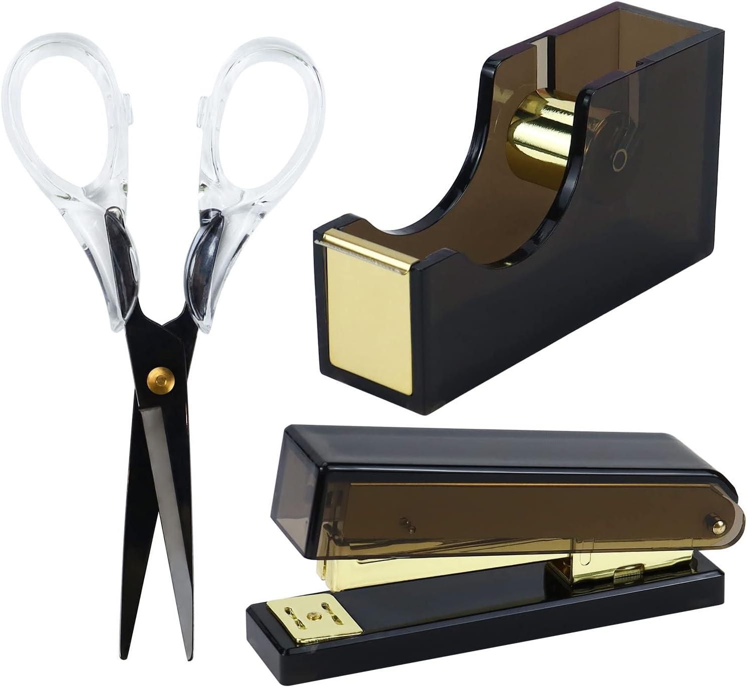 Buqoo Black Gold Office Supplies Acrylic Stapler and Tape