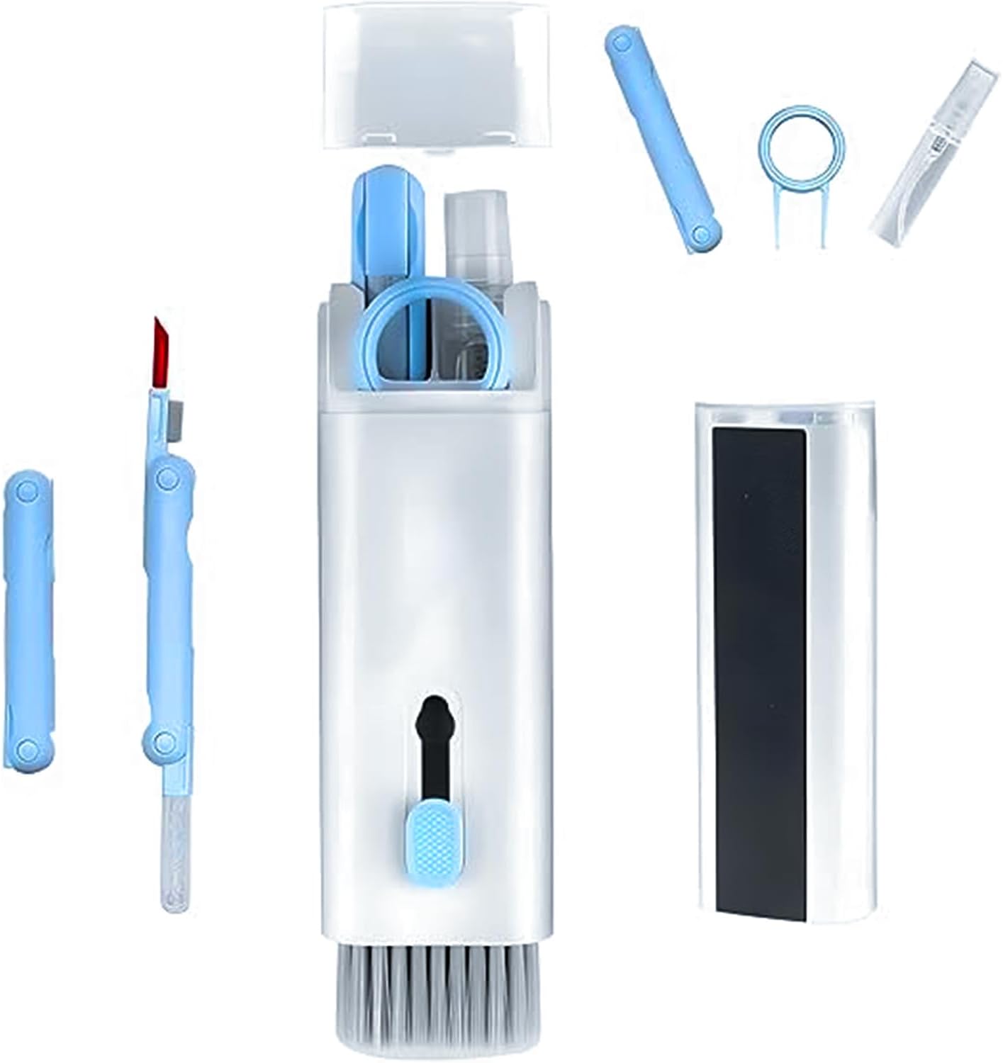 Natation 7-in-1 Electronic Cleaner Kit for Monitors, Keyboards, AirPods, and Screens, Includes Dust Brush, Soft Sweep Tool, Swipe Pen, Key Puller, and Spray Bottle for Device Maintenance and Care