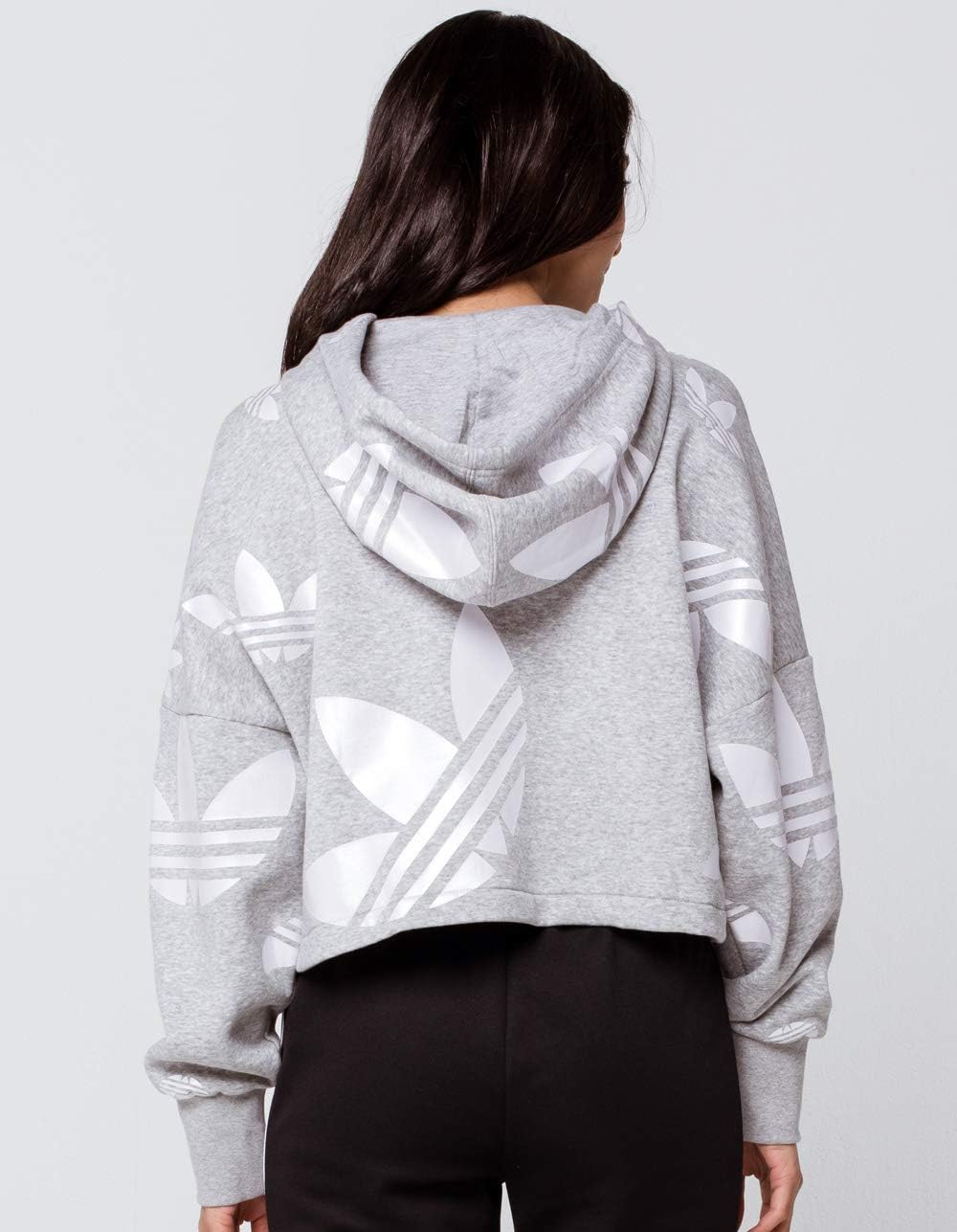 adidas Originals Women's Large Logo Cropped Hoodie Sweatshirt
