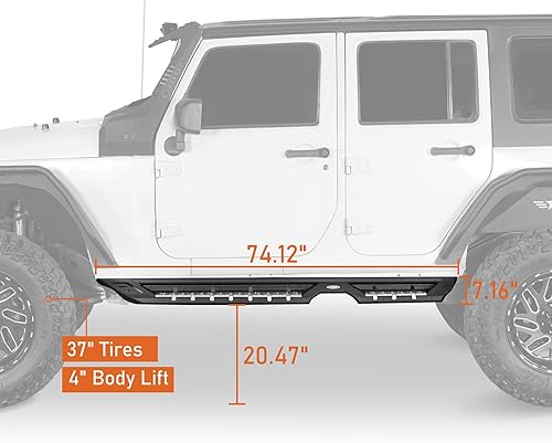 Miniatura 5 de Hooke Road Wrangler JK - Barras para estribo, escalones laterales desplegables de 7.1 pulgadas con almohadilla antideslizante para Jeep Wrangler JK