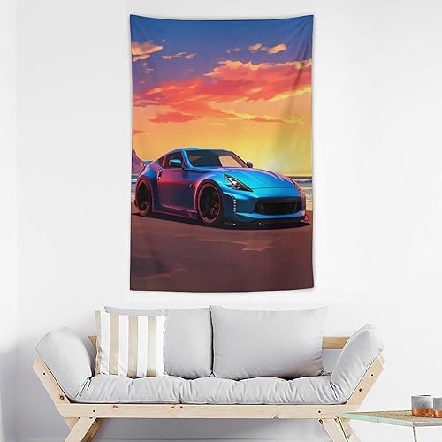 Miniatura 7 de ANMOGID Tapestry Wall Hanging Aesthetic Decoration For Bedroom Living Room Wall Art Tapestries 370z Blue Car Sunset In Y2k Aesthetic 40"x60"