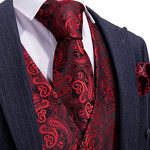 Image of Barry.Wang Men's Suit Vest Formal /Leisure Paisley Jacquard Silk Tie Pocket Square Waistcoat Set Wedding 5PCS