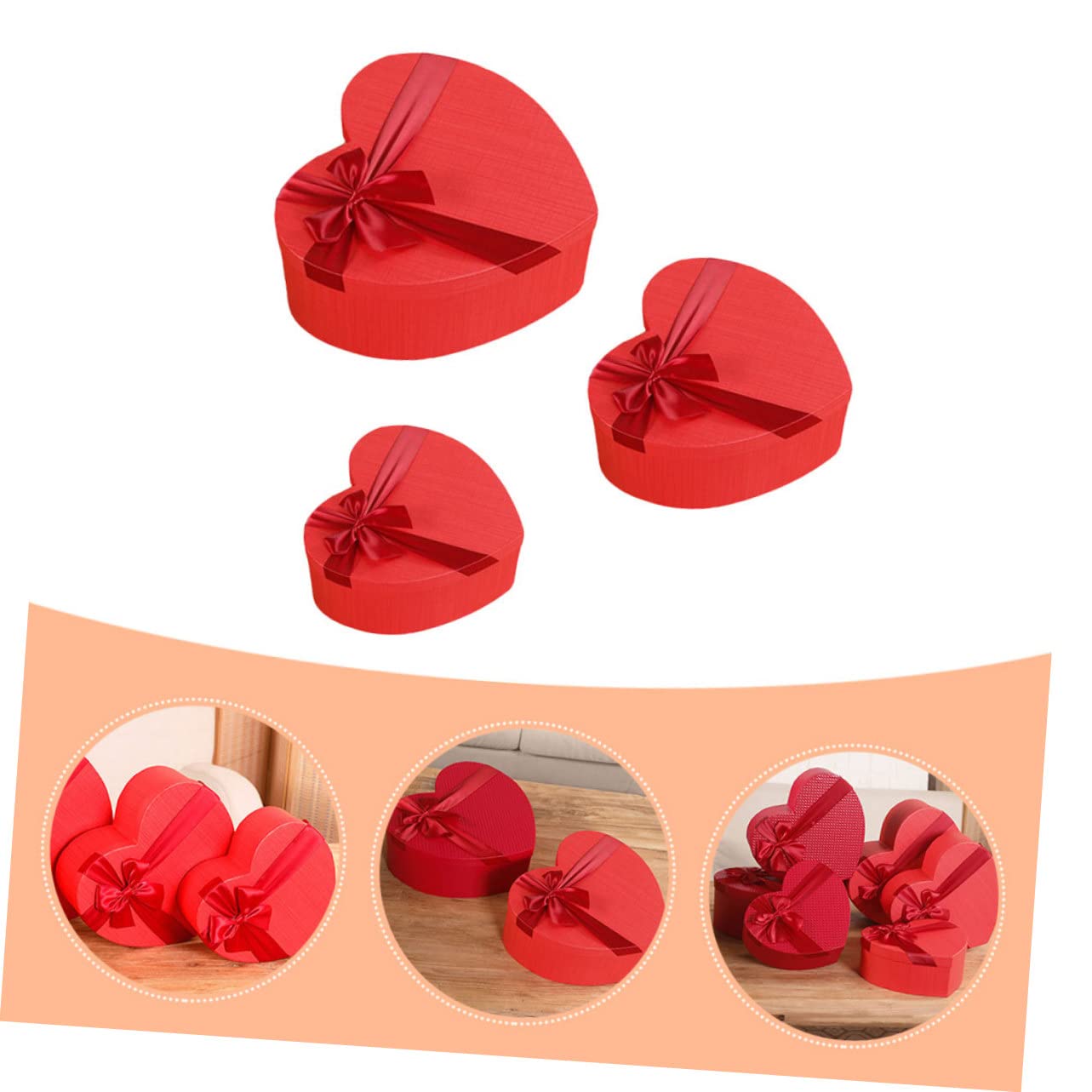 COLLBATH Herzförmige Geschenkboxen 3er-set Zur Aufbewahrung Von Süßigkeiten Blumenmädchenboxen Für Valentinstag Hochzeitsparty Geschenkpapier-verpackungsboxen