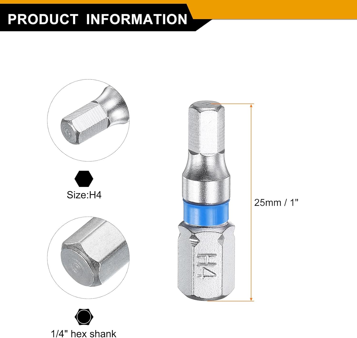 HARFINGTON 10pcs Hex Screwdriver Bit H4 1/4" Hex Shank 25mm/1" Length Magnetic Hexagonal Head Bits S2 Steel Electric Screw Driver Bit