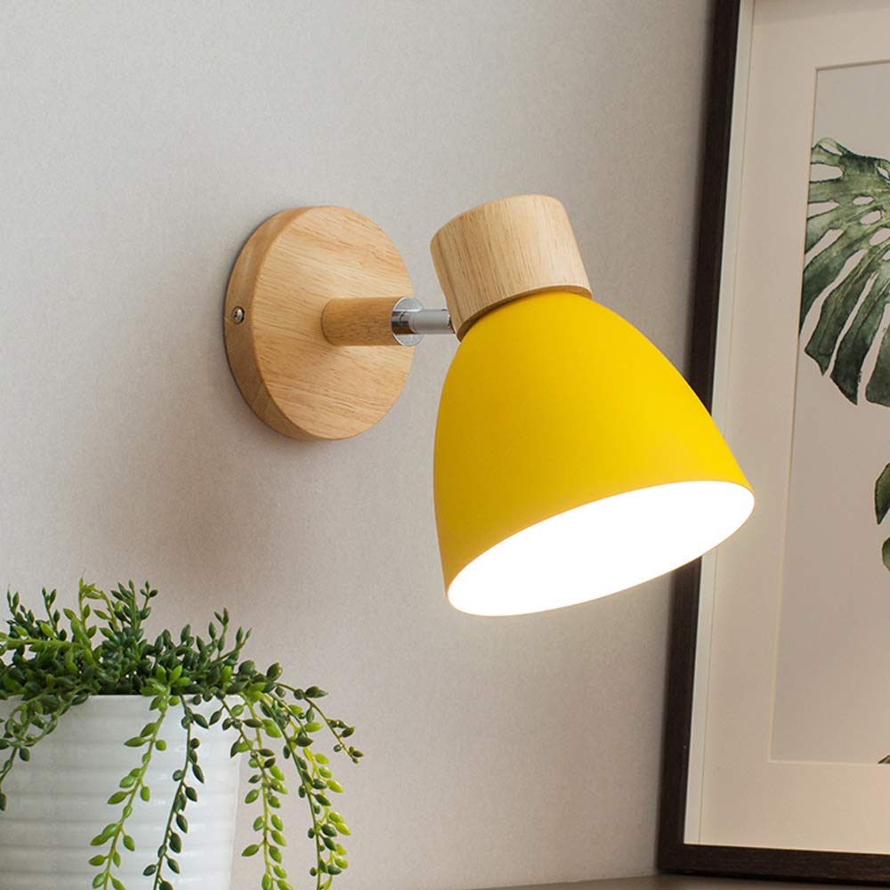 Wandlampe Holz Wandleuchte E27 Verstellbare Wandbeleuchtung Leselampe Innenwandleuchte Eisen Wand Strahler Schlafzimmer Wohnzimmer Flur Esszimmer Nacht Beleuchtung,Weiß