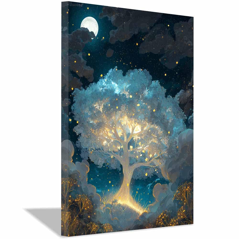 XENIOU Tree Canvas Wall Art Dreamys Pastel Blossoms Tree art prints, decorative paintings, for Living Room Bedroom Office Home Wall Decor.(Multicolor)-70x100cm Framed