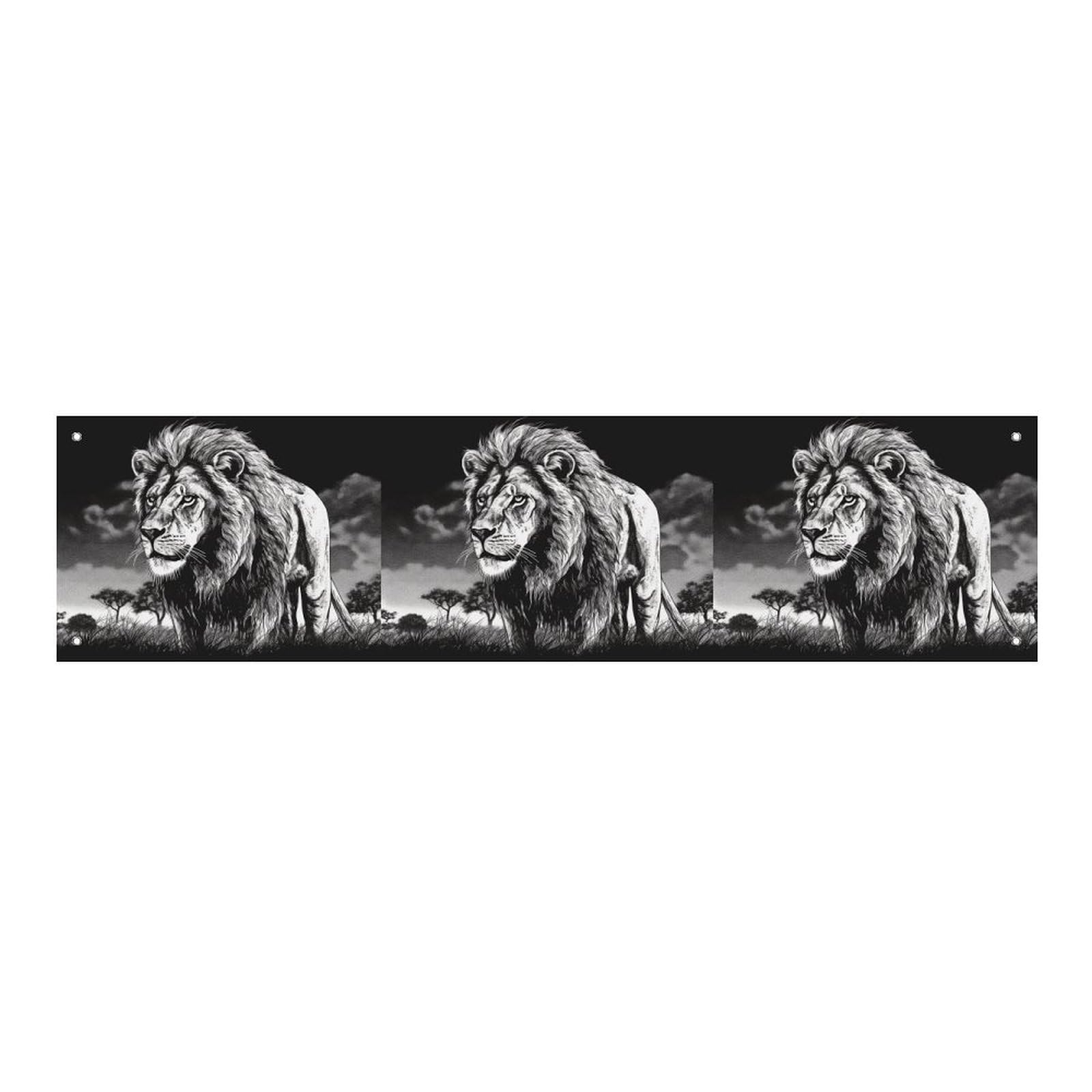Löwen-Motiv Banner Für Partys – Schwarz-weiß, Polyester, Wahlweise 60x120 Cm Oder 90x180 Cm