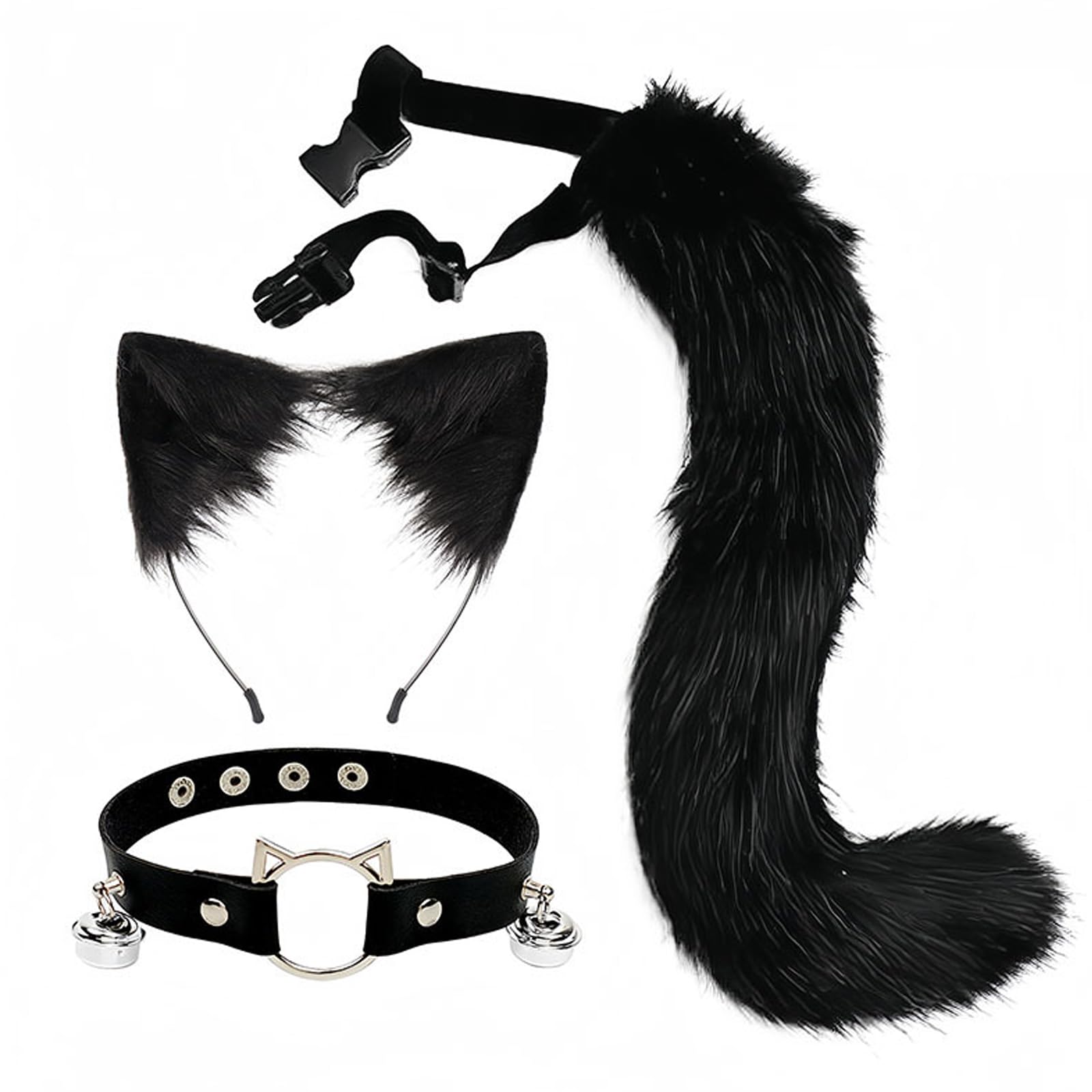 KGJAXF Cat Tail, Cat Tail Costume, Tail, Black Cat Tail, Therian Tail, Cat Ears and Tail, Cat Ears and Tail Adult, Cat Tail Adult, Cat Halloween Costume Adult, Black Tail for Girls for Adult