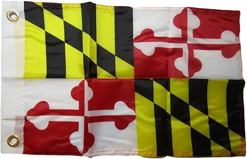 AES Bandera de 12 x 18 pulgadas, 12 x 18 pulgadas, Maryland State MD, 100% poliéster, ojales resistentes a la decoloración, doble costura, ojales