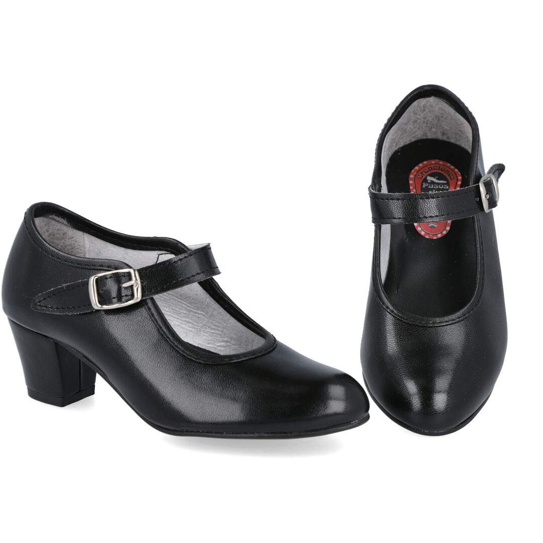 Creaciones Pasos DE BAILE15 Zapatos Flamenca - Sintético para: NIÑA Color: Negro Talla: