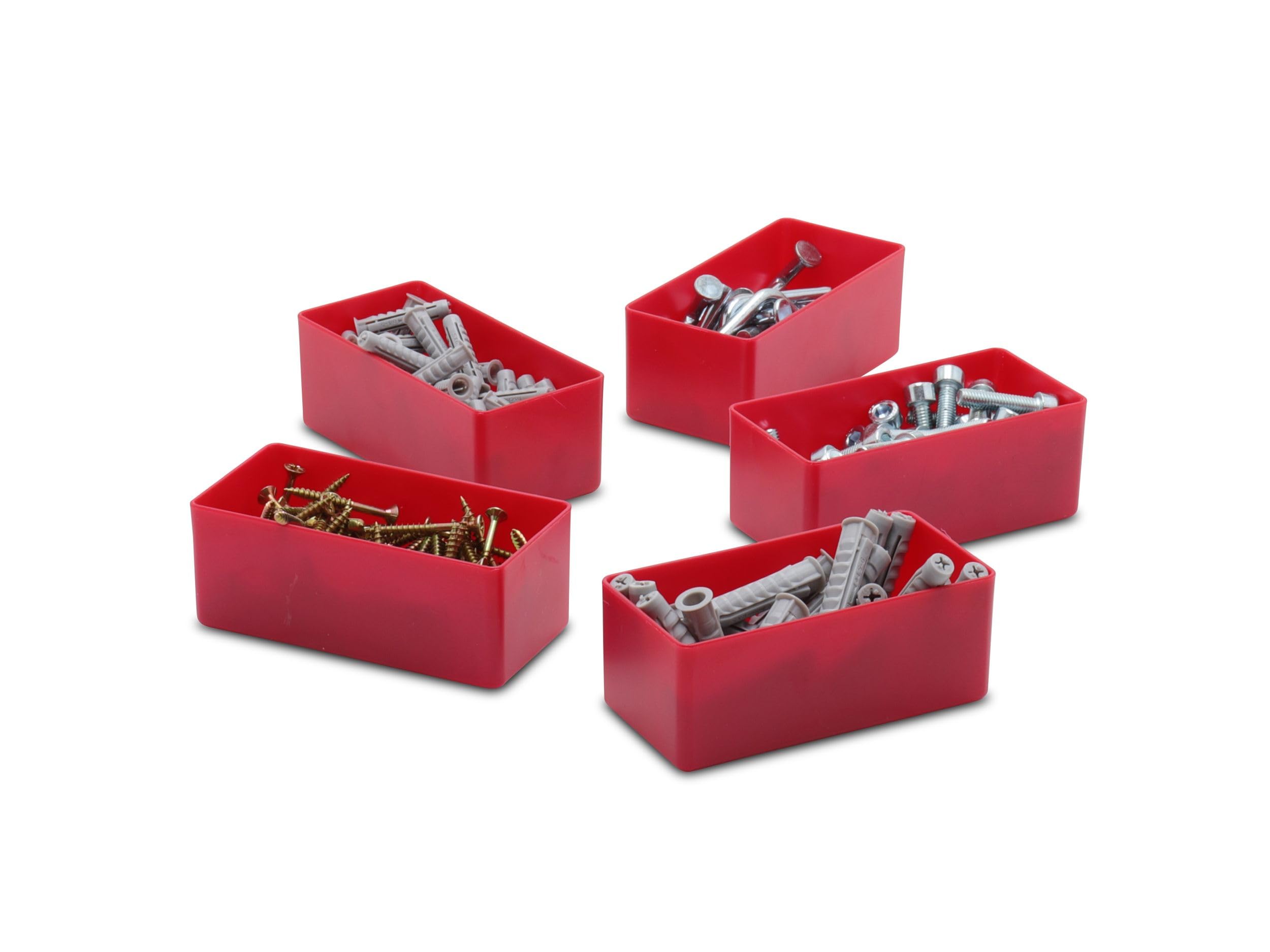 1a-TopStore 10 Stk. Einsatzkästen Einsatzboxen Schubladen-Einsatzkasten Sortierboxen, 32 Größen, 5 Farben (rot, 99x49x40 mm)