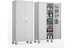 VINGLI Tall Garage Storage Cabinet on Wheels