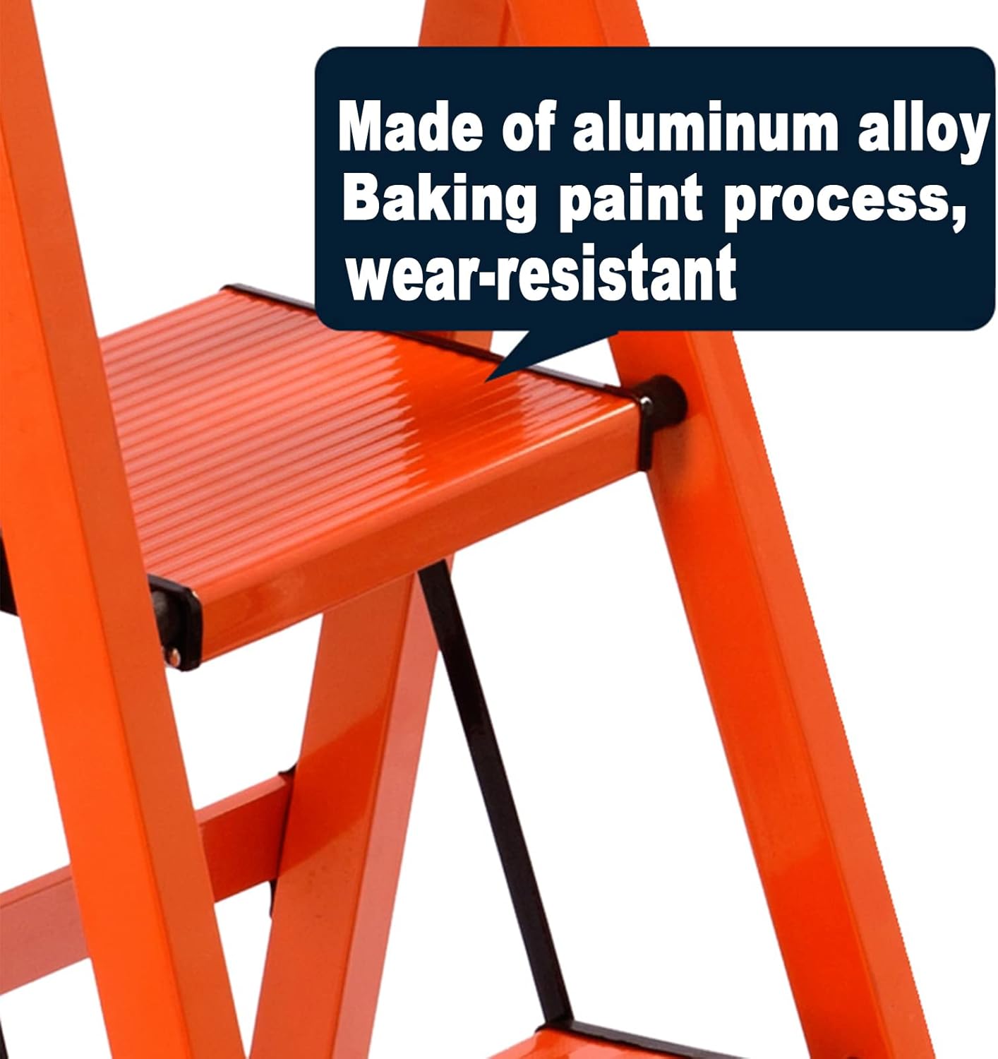 Three Step Aluminum Step Stool with Non-Slip Strip Tread Reinforced Snap Step Ladder Anti-sway Cover Thickened Material Triangle Support Thickened Portable Multifunctional