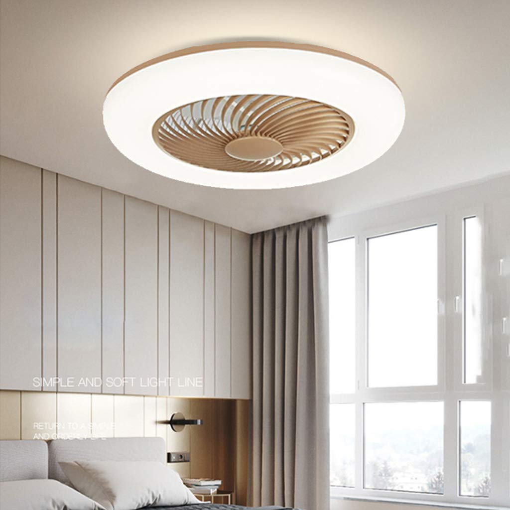 Ventilador de techo con luz LED de 80W dorado y mando a distancia para salon