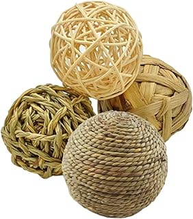 4 Pcs willow balls Decorative Crafts parrot Bite Toy nesting material for wild birds Small Animals Play Balls parakeet chew toy parrot toys pet chew ball small pet log rabbit grass