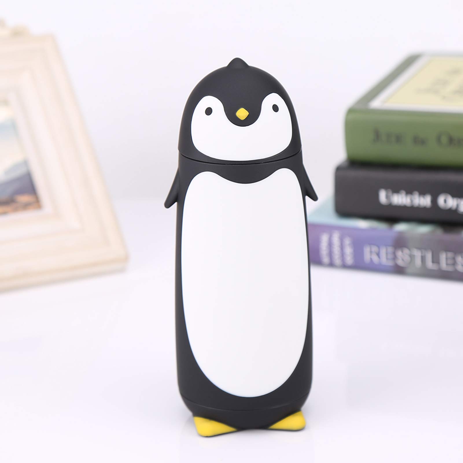 OVAQUIXI 300ML Cute Cartoon Glass Water Bottle, Outdoor Double Layer Mug Travel Cup for Children Kids (Black) - Image 2