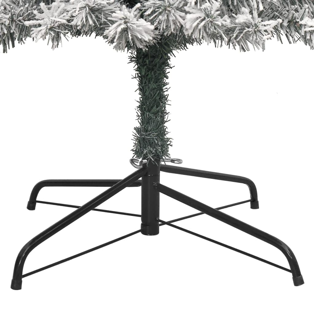 vidaXL Albero di Natale Sottile con Base e Neve Floccata 270 cm PVC