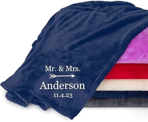 Manta personalizada para parejas con nombre y fecha de aniversario, súper suave y acogedora, manta personalizada de Sr. y Sra. para parejas, regalos