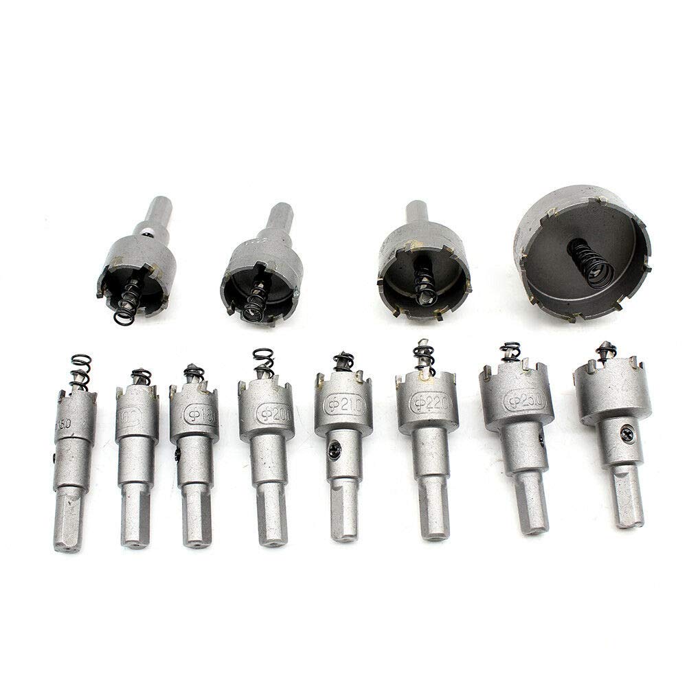 12-częściowy zestaw wierteł HSS, z węglikiem węgliku, otwornica, otwornica, ze stali nierdzewnej, metalu, stop, 15-50 mm