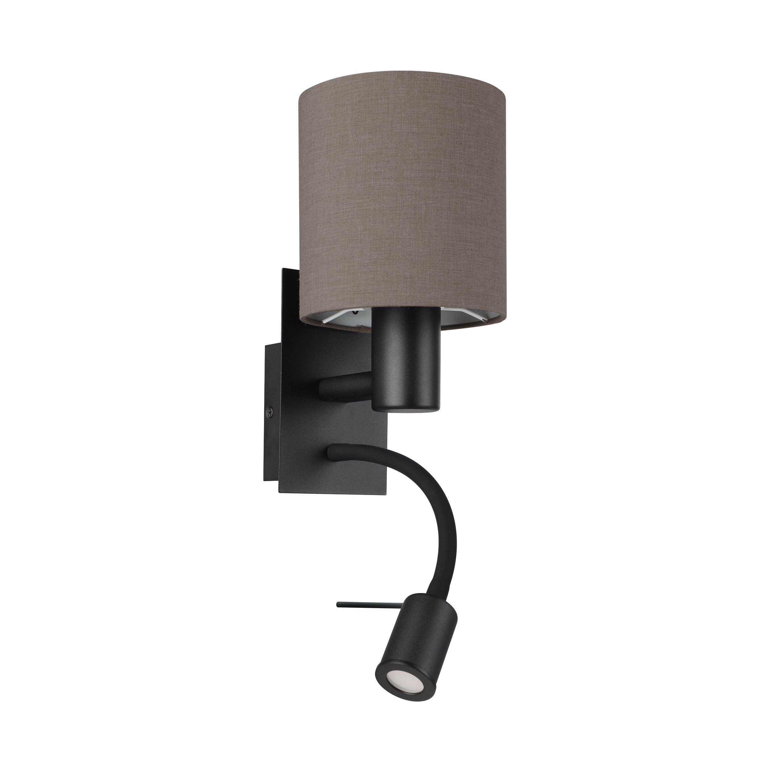 EGLO Vloerlamp Maserlo, 1 lamp textiel staande lamp, staande lamp van staal en stof, kleur: mat nikkel, taupe, goud, fitting: E27, incl. voetschakelaa
