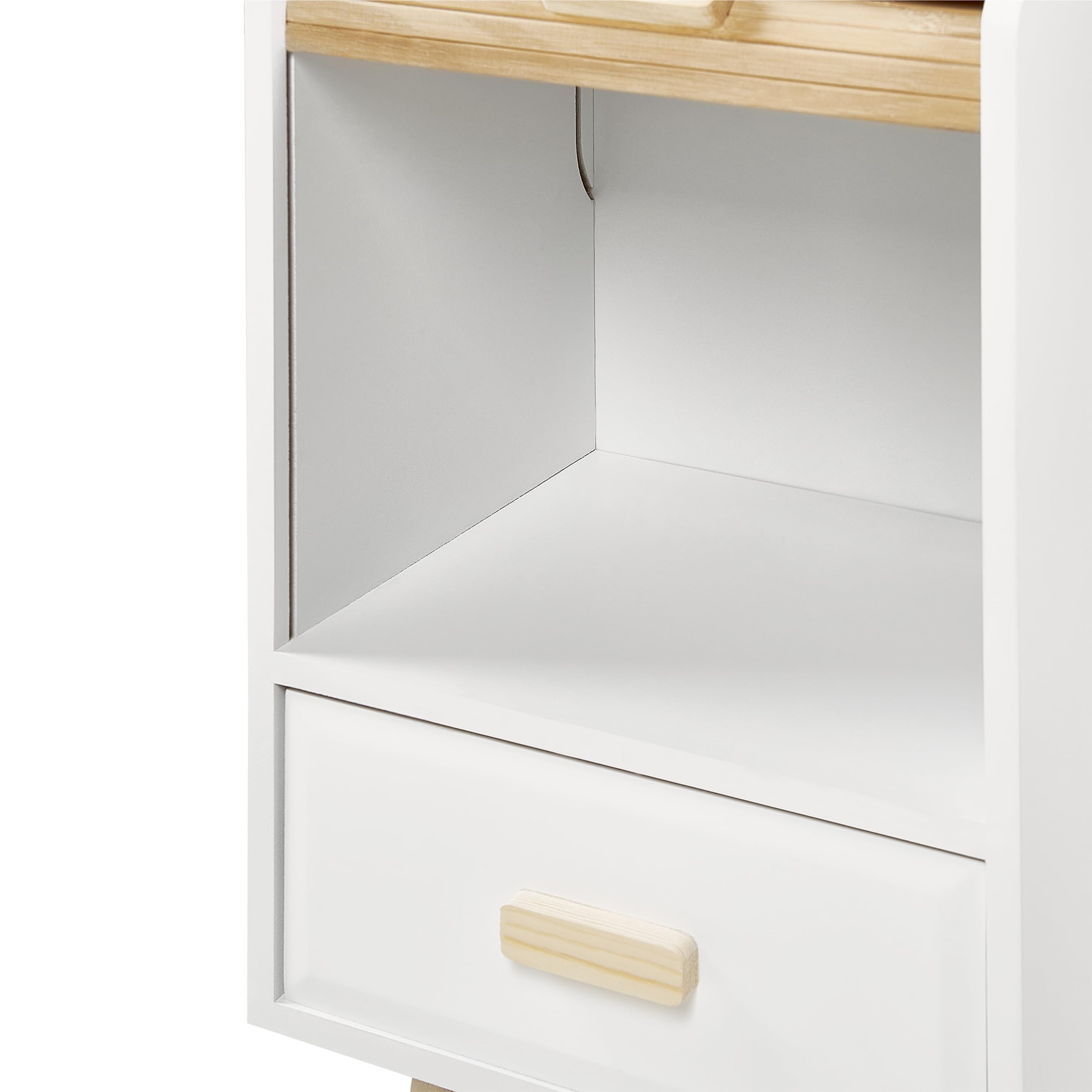 Beliani Table de Chevet Moderne Table de Nuit 1 Tiroir et 1 Etagère Bois Clair et Blanc Nesika