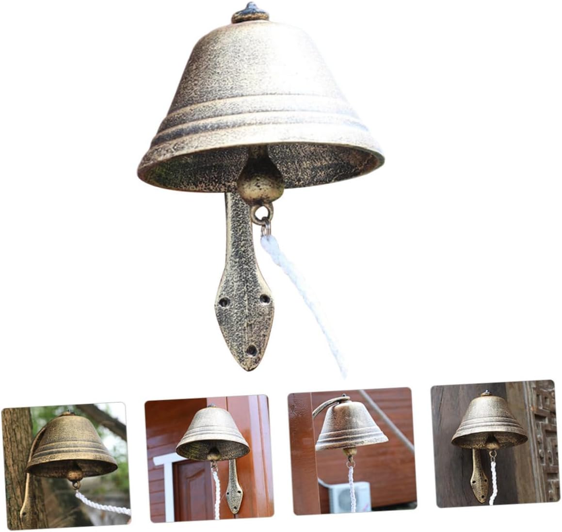 Homoyoyo Cast Iron Doorbell Large Antique Style European Rustic Wall Bell Decorative Hanging Ornament for Courtyard and Home Welcome Decor