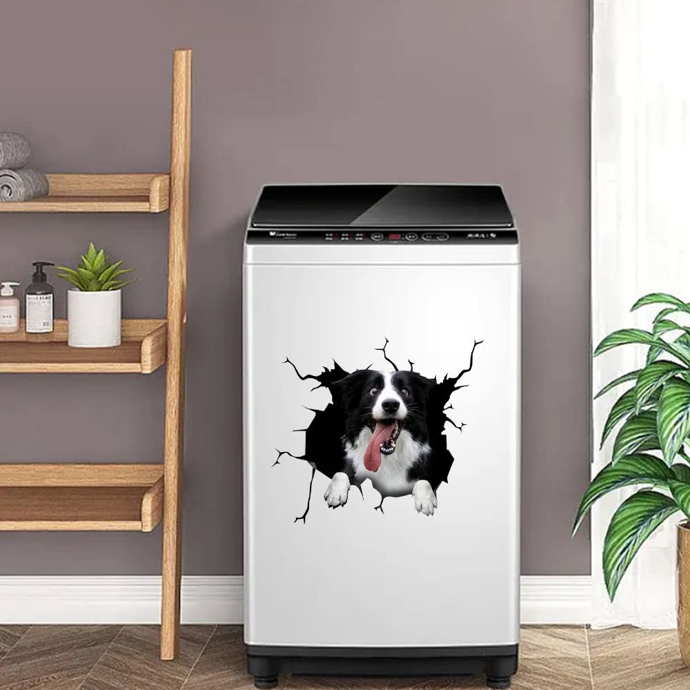 Cute Border Collie Crack 3D naklejka samochodowa, szyba SUV-a, spersonalizowana dekoracja, nadaje się również do lodówki, toalety, notebooka