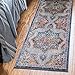 Rugs.com Budapest Collection Runner Rug â€“ 10 Ft Runner Blue Low-Pile Rug Perfect for Hallways, Entryways
