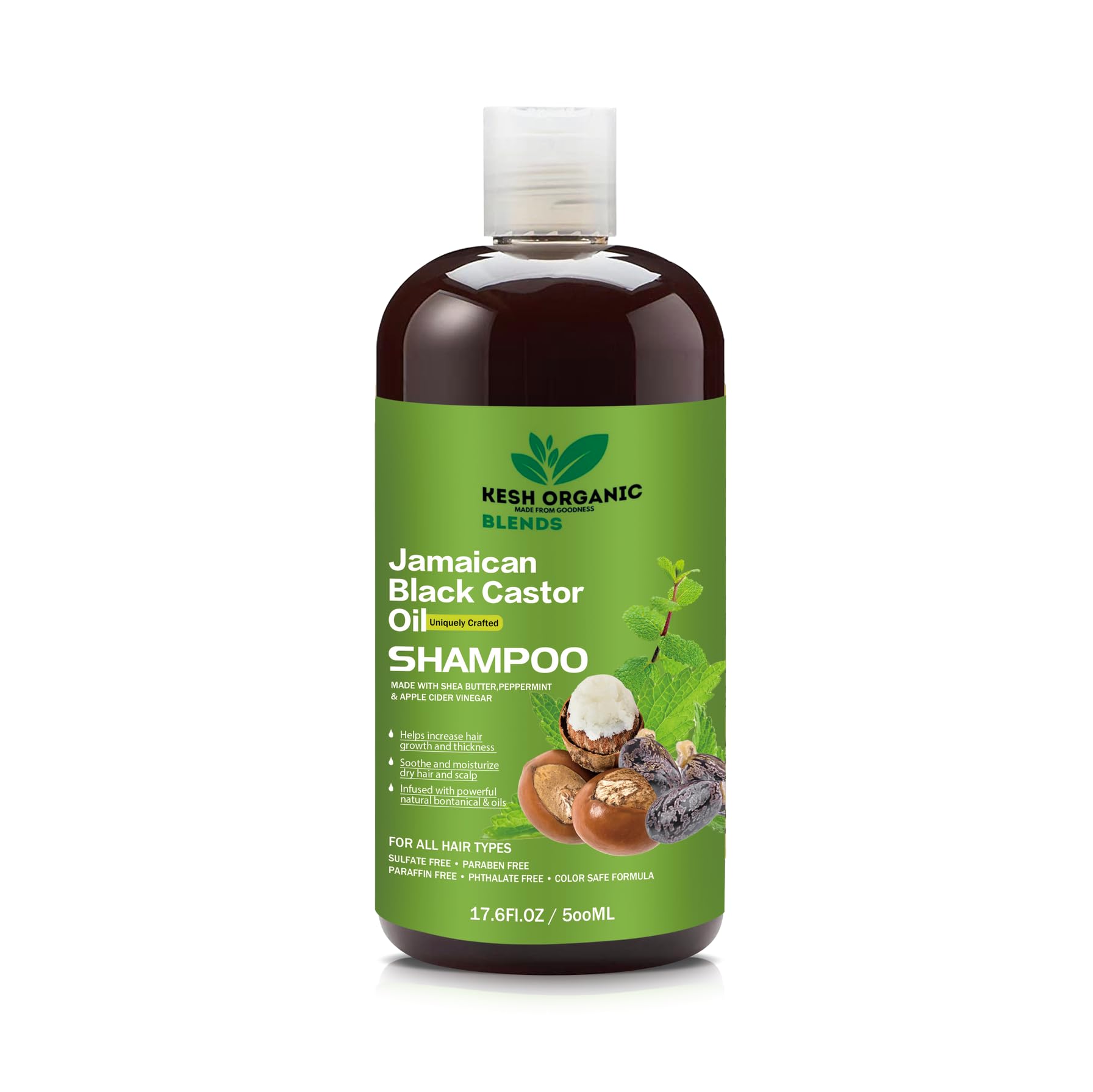 (SHIP FROM KINGSTON JAMAICA) JAMAICAN BLACK CASTOR OIL SHAMPOO UNIQUELY CRAFTED WITH SHEA BUTTER, PEPPERMINT AND APPLE CIDER VINEGAR. HAIR GROWTH AND THICKNESS 500ML