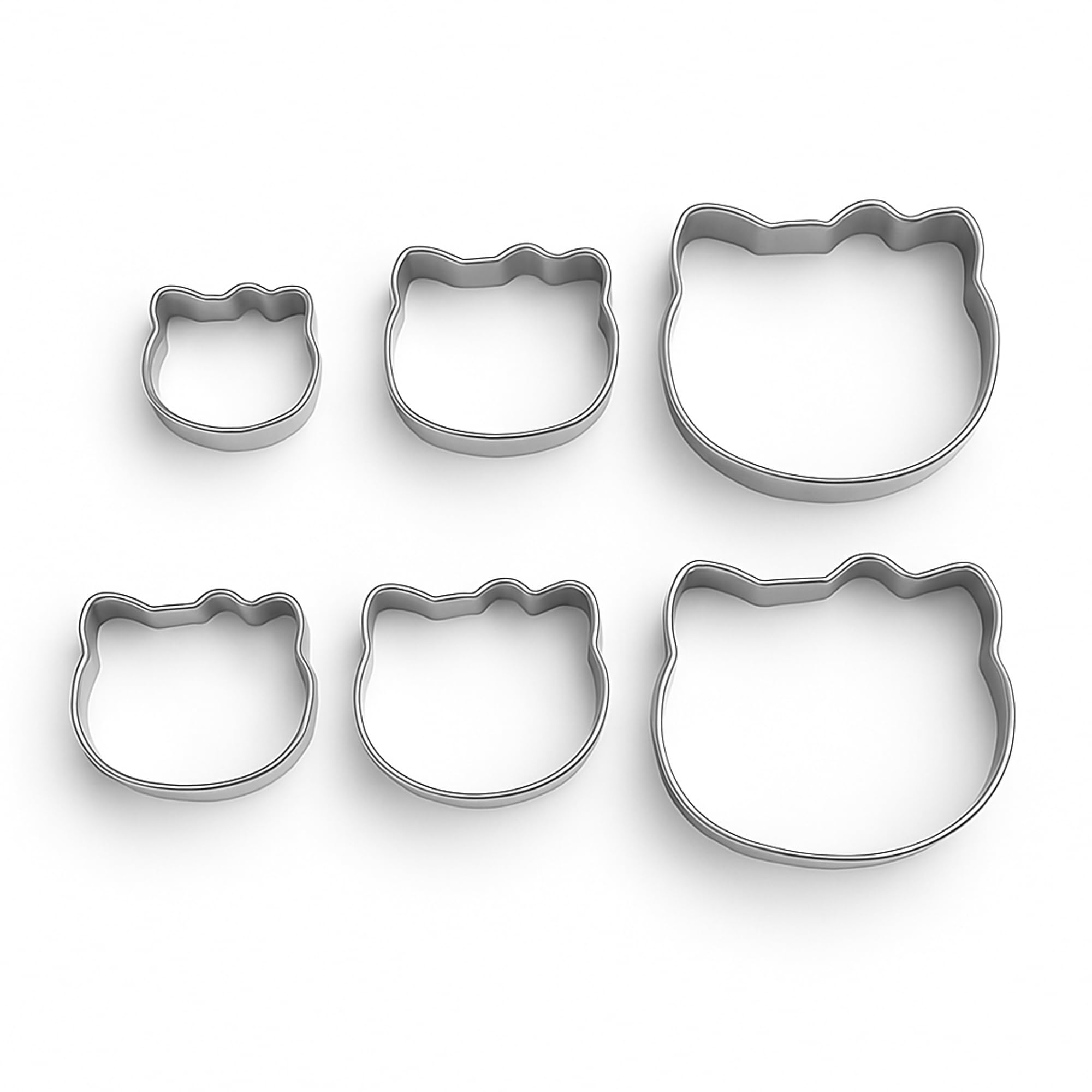 O'Creme Stainless Steel Hello Kitty Cookie Cutters 1-3/8, 1-3/4, 2-1/8, 2-5/8, 2-7/8 and 3-3/8 Inch