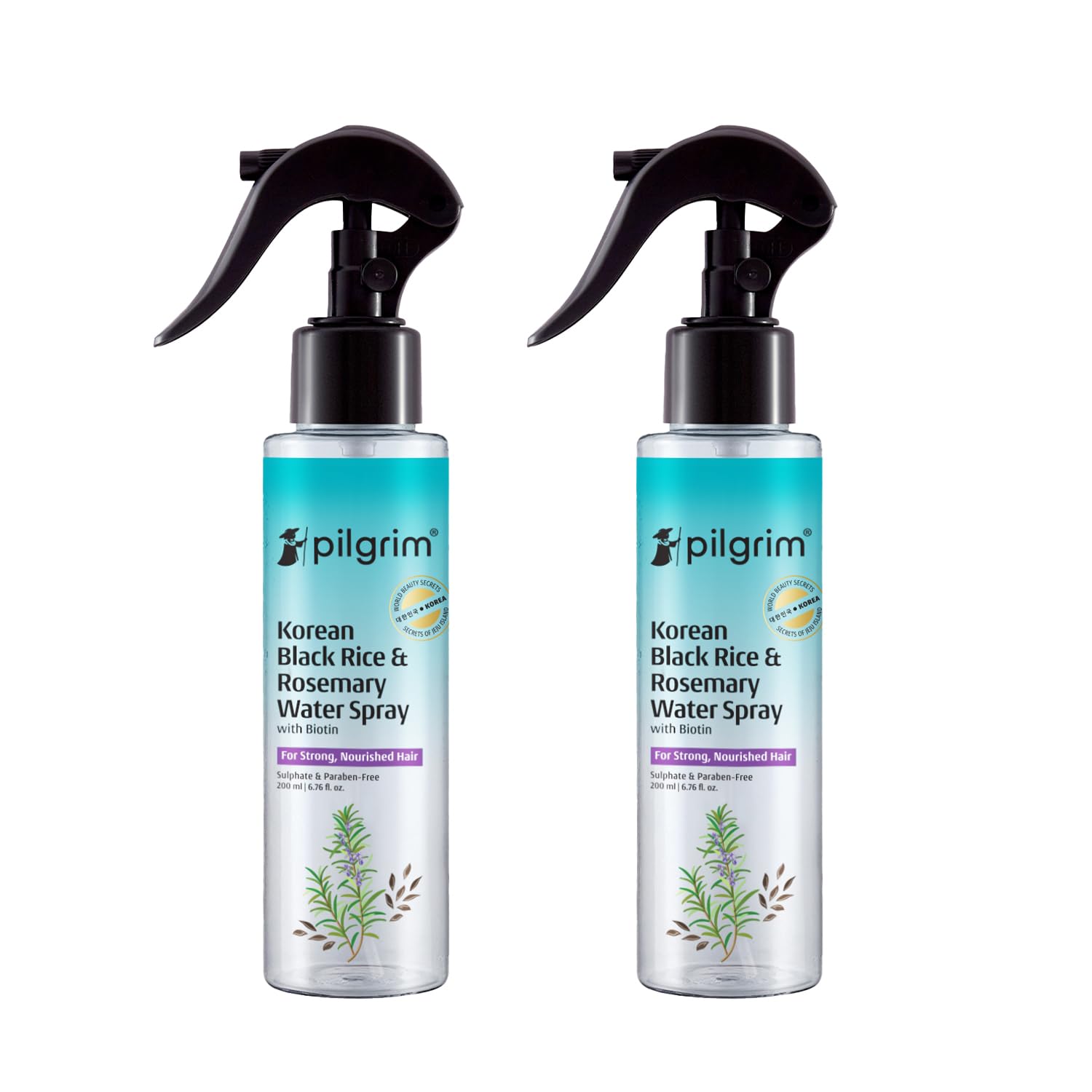 Pilgrim Korean Black Rice and Rosemary Water Spray With Biotin For Strong, Nourished Hair 200ml (Pack of 2)| Spray for Regrowth | Thicker & Stronger Hair | Sulphate & Paraben Free I For Women for Men-picture-38