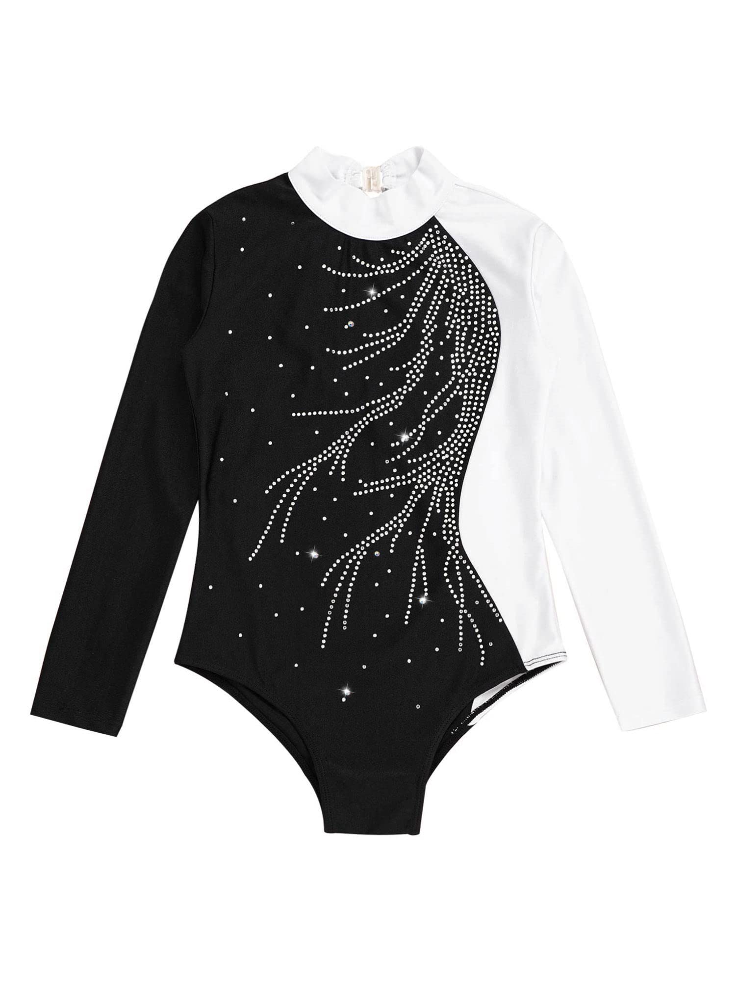 Alvivi Mädchen Turnanzug Glitzer Gymnastikanzug mit Kurze Hose Haarband Langarm Gymnastikbody Turntrikot Gymnastik Kleidung Tanzkostüm