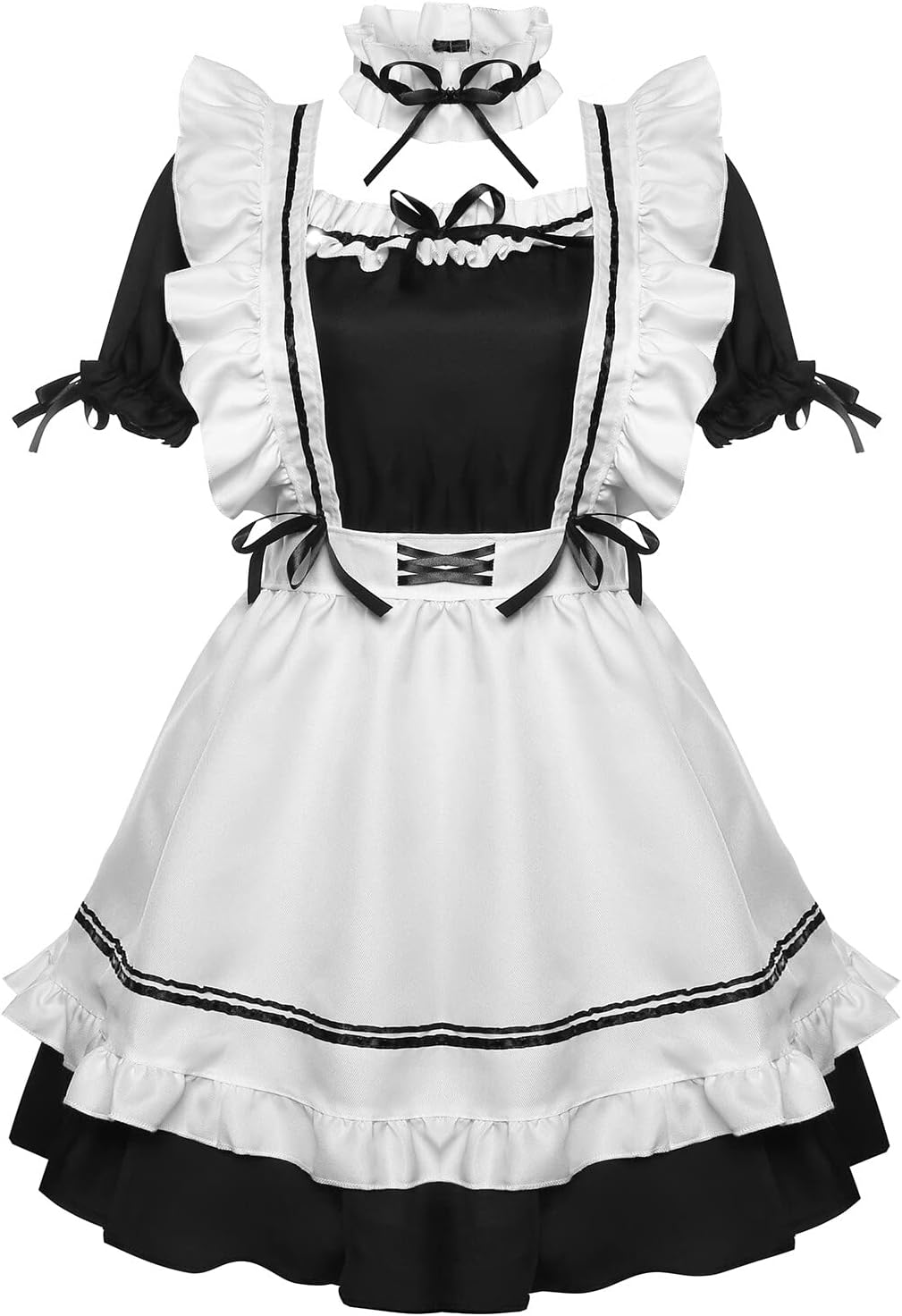 Maid Outfit Dress Costume Lingerie French Maid Apron Cosplay Lolita Fancy Dress With Cat Ears Tail Socks Set