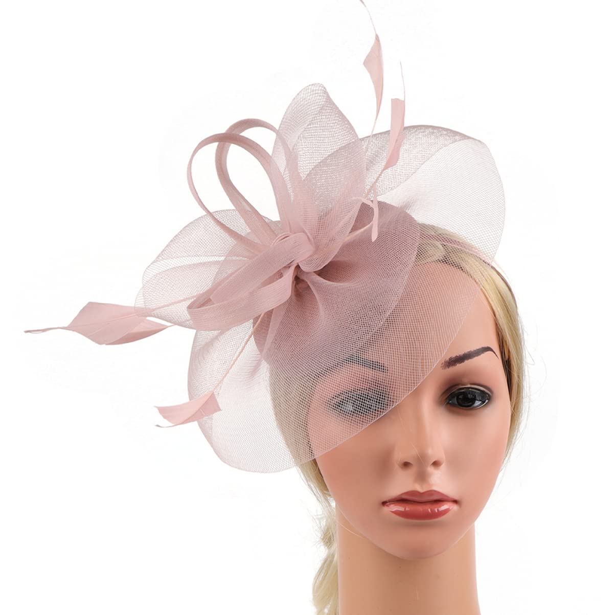 minkissy 5pezzi Fascinator Rete con Fiore Piuma per Donne Cappello Elegante per Cerimonie Feste e Matrimoni Accessorio da Tea Party