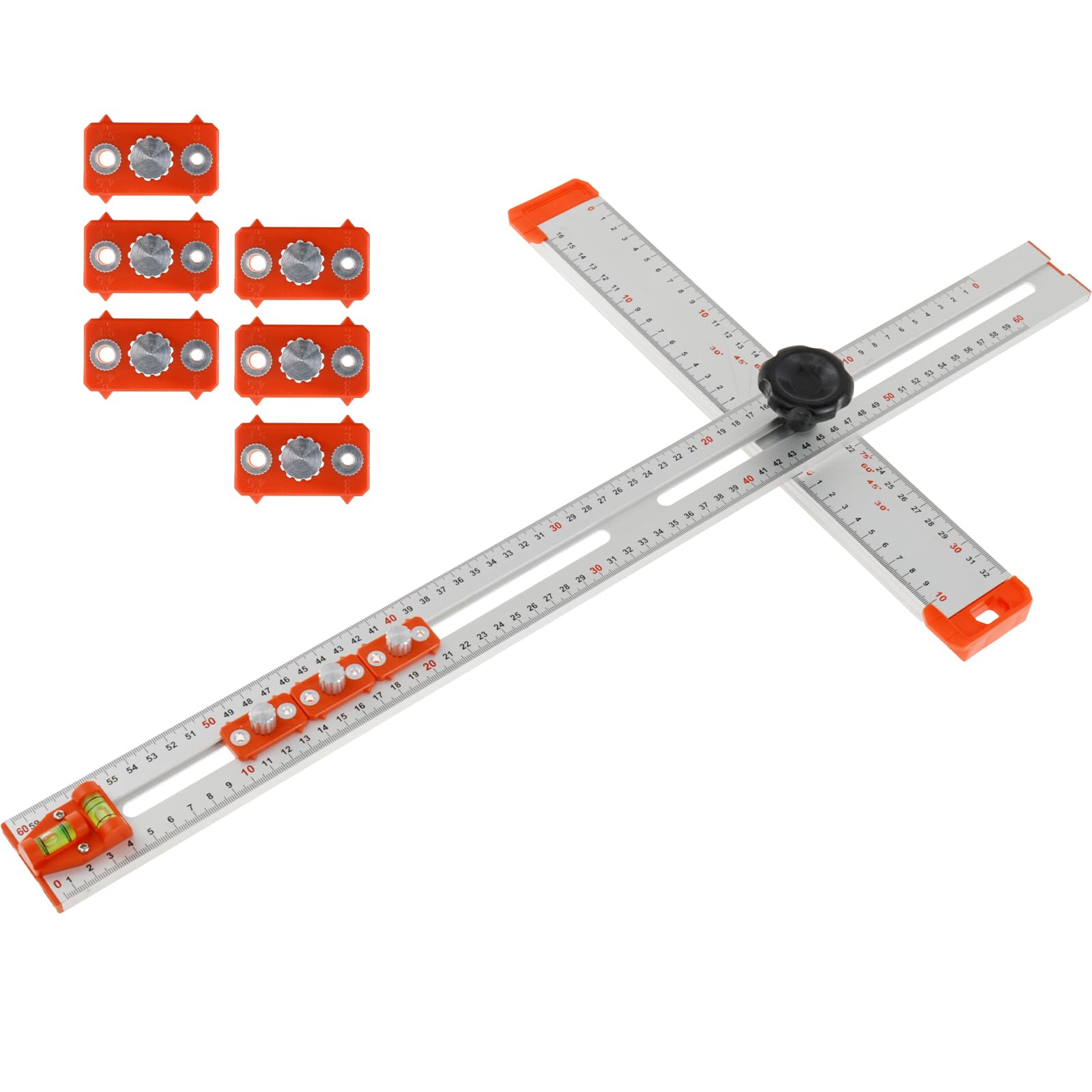 Ten Block Ruler Drilling Positioning Ruler 2-in-1 & T-Square – 25-inch With 6 ...