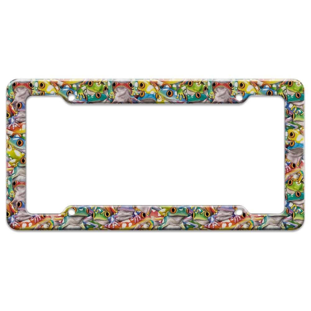 GRAPHICS & MORE Tropical Rainforest Tree Frog Pattern License Plate Tag Frame