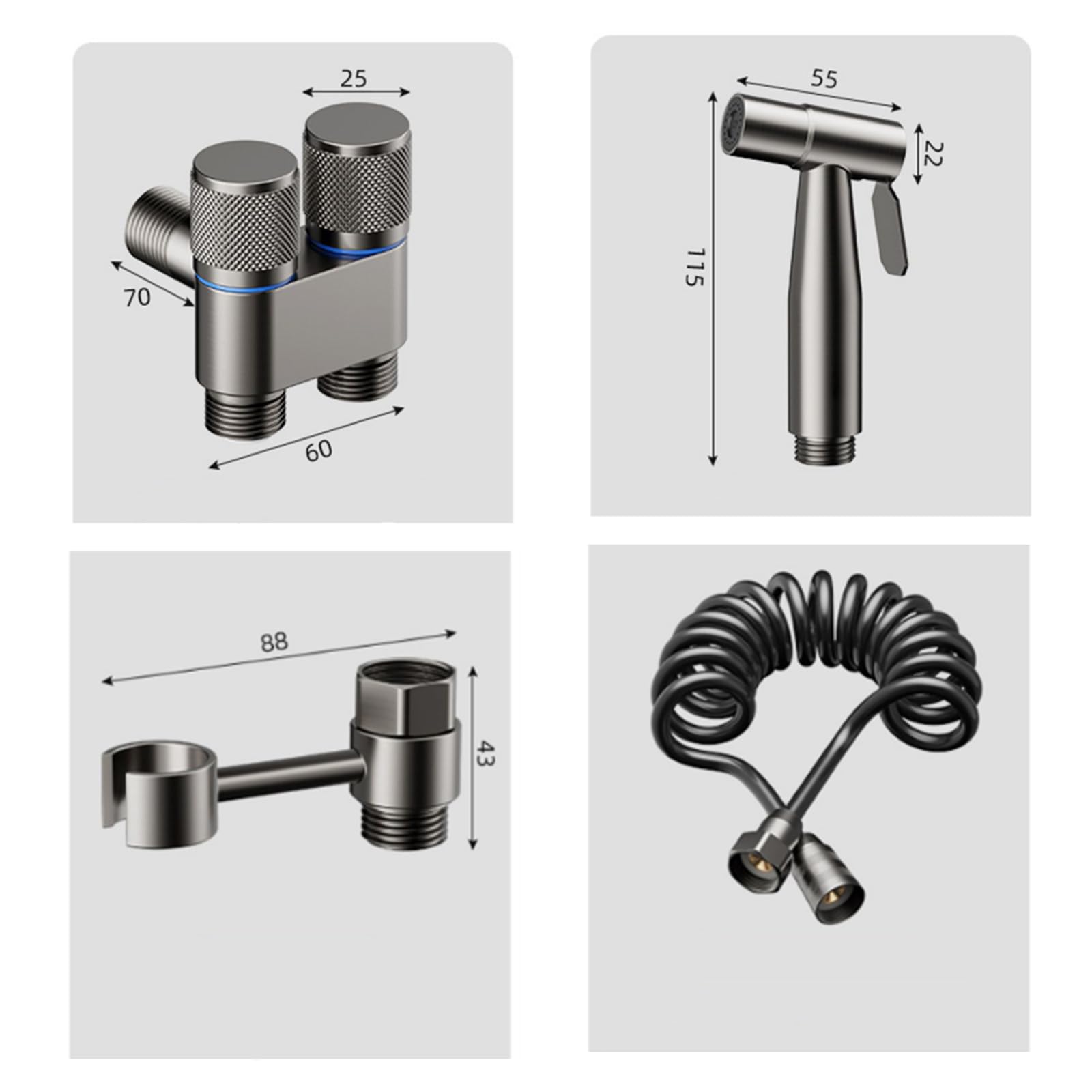 Kit tubo doccia bidet – 2,5 m con staffa girevole – elegante aggiornamento del bagno e igiene essenziale per una facile pulizia