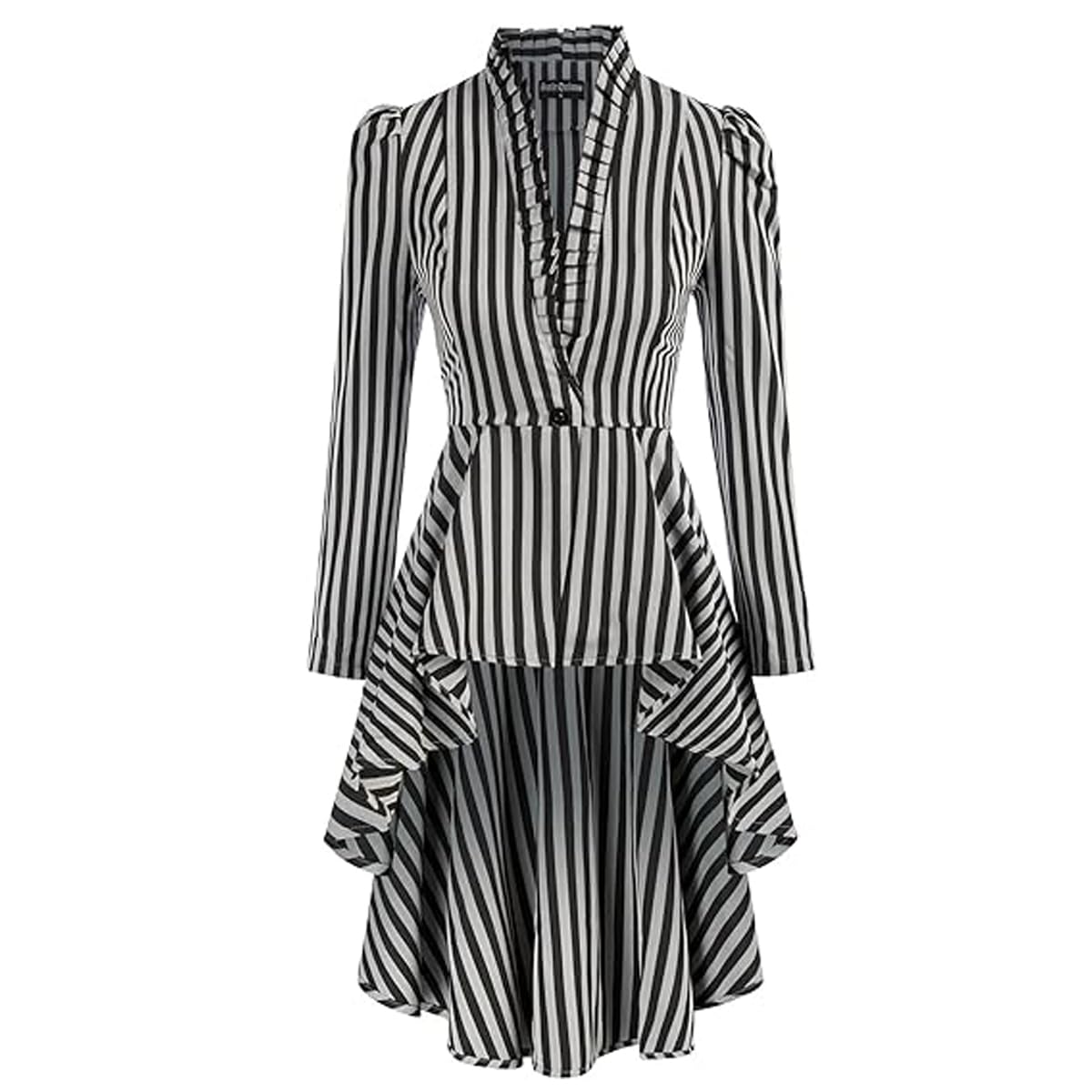 Womens Steampunk Long Striped Jacket Renaissance Victorian Gothic Blazer Jacket Coat