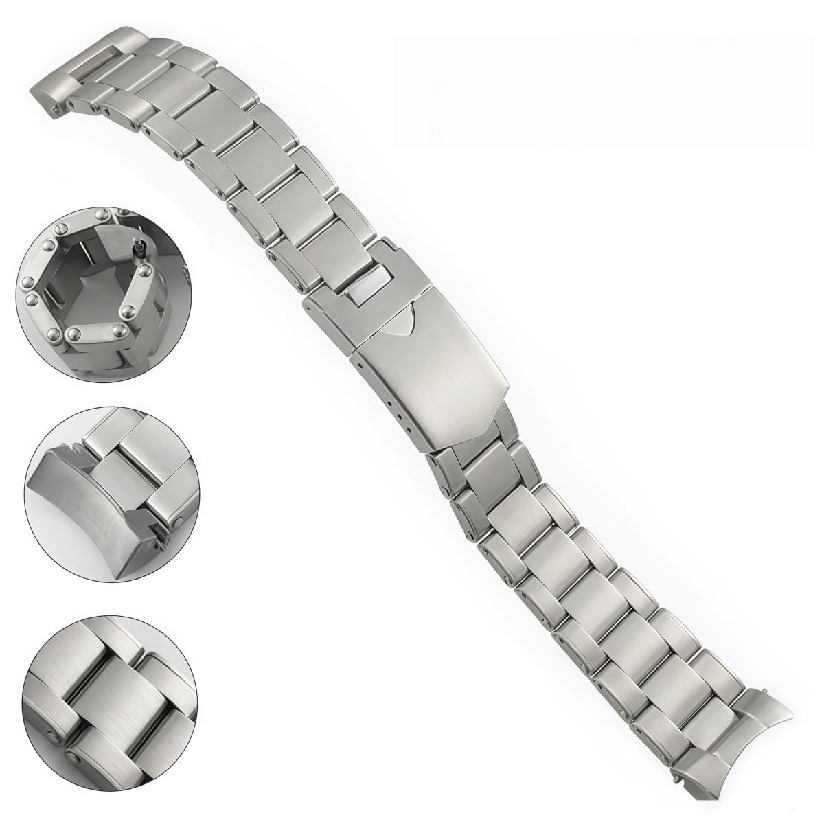 Bracciale Metallo Vintage Acciaio Massiccio 22mm Maglia Curva Fibbia Pieghevole Cinturino Orologio Ricambio per Tudor Black Bay Fifty - Eight - B