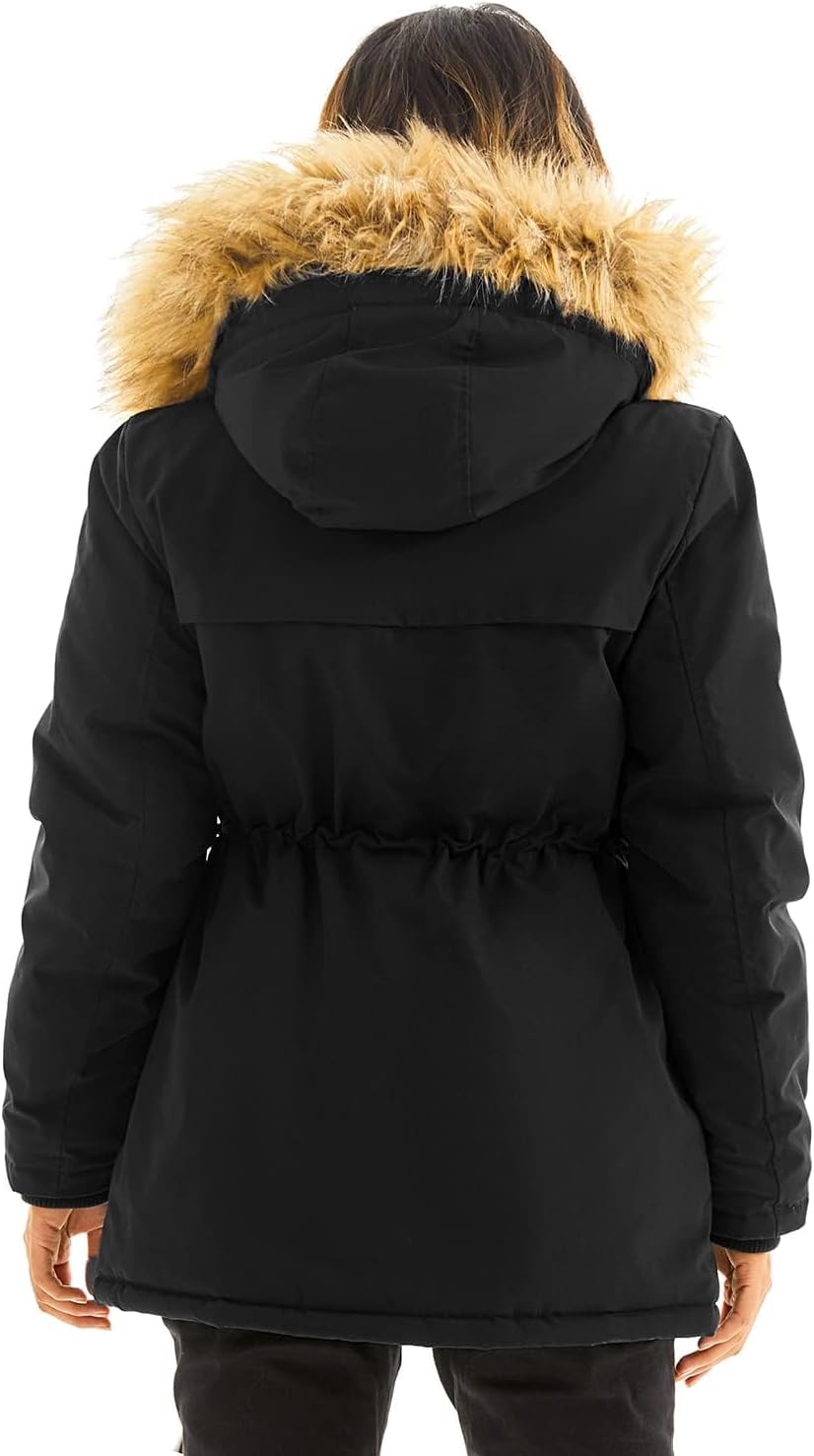 Garemcy Womens Winter Water Repellent Coat Thicken Puffer Jacket Warm Fleece Lined Parka With Fur Hood Coat - Image 2