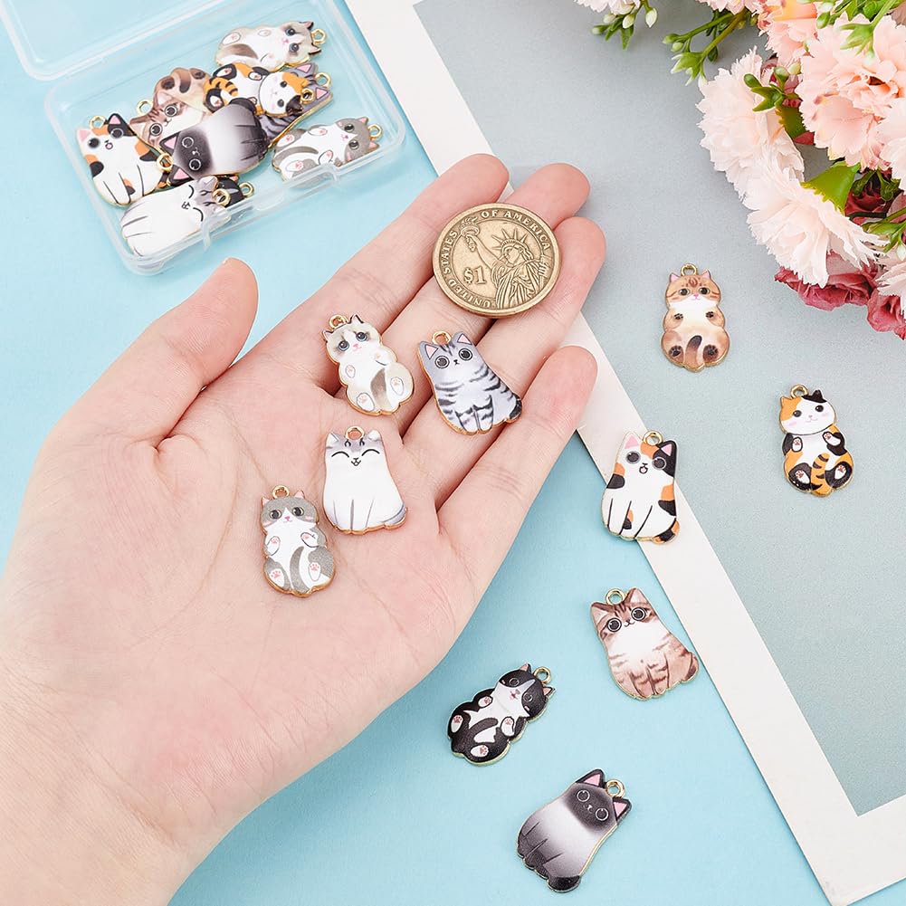 Amazon.co.jp: [PH PandaHall] 猫 チャーム パーツ ねこ 12個 6種 