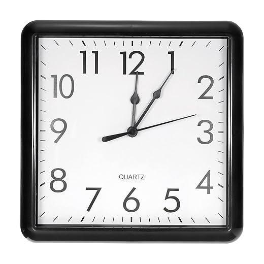 PATIKIL 9 x 9 Inch Wall Clock, Quartz Battery Operated Silent Non Ticking Square Wall Clocks for
